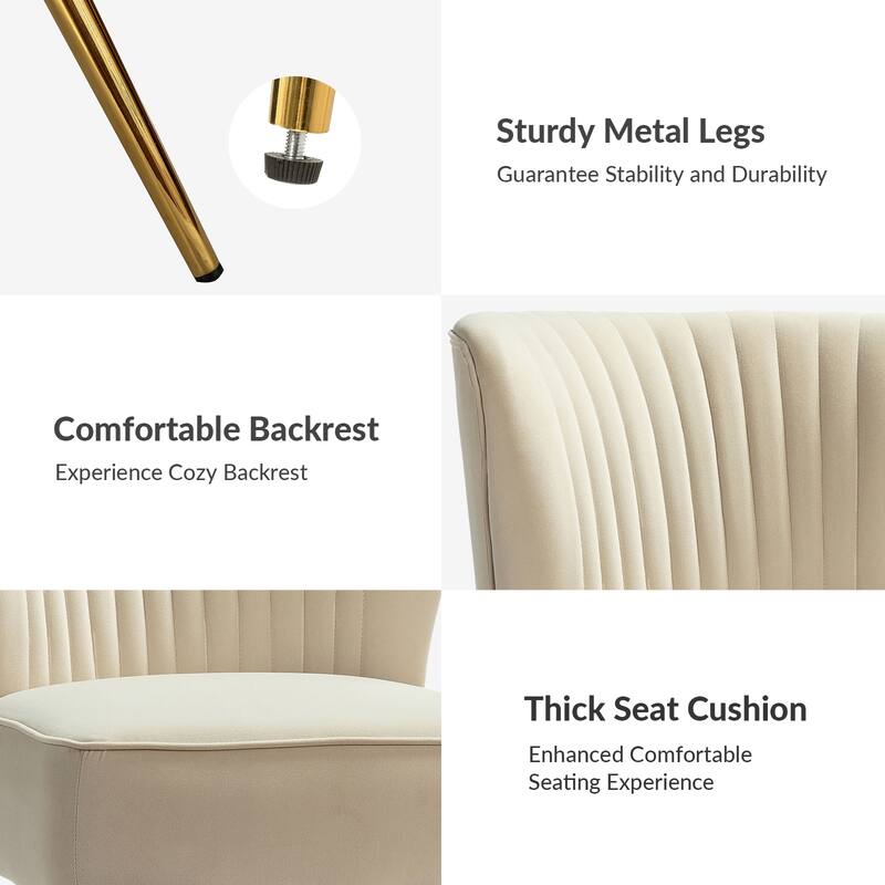 Monica 22''W Upholstered Modern Tufted Accent Side Chair with Gold Legs by HULALA HOME