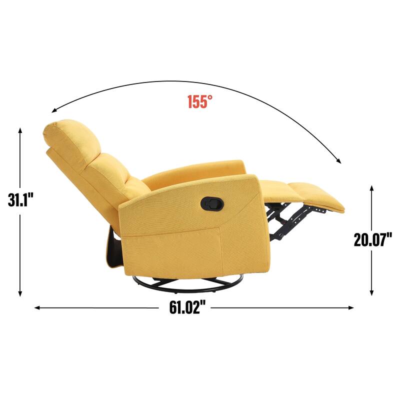 360° Swivel Rocking Recliner Chair in Polyester for Living Room