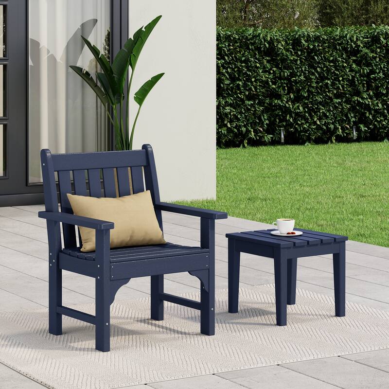 Polytrends Laguna Outdoor Patio Garden Arm Chair Set with Side Table