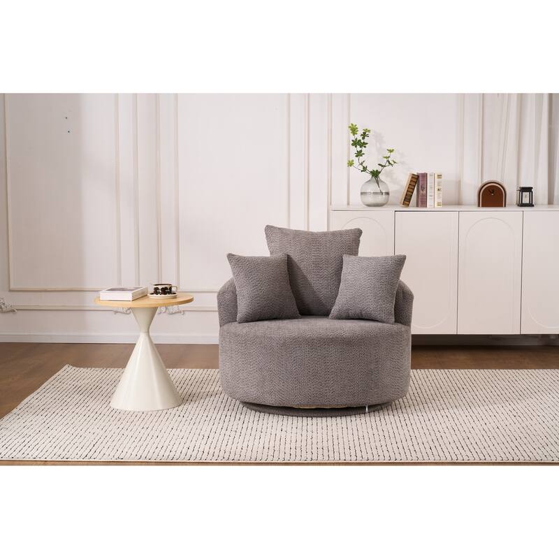 Swivel Compression Chair, Gray, Fabric/Foam/Wood, 39x28x27 inches - Multi-Color