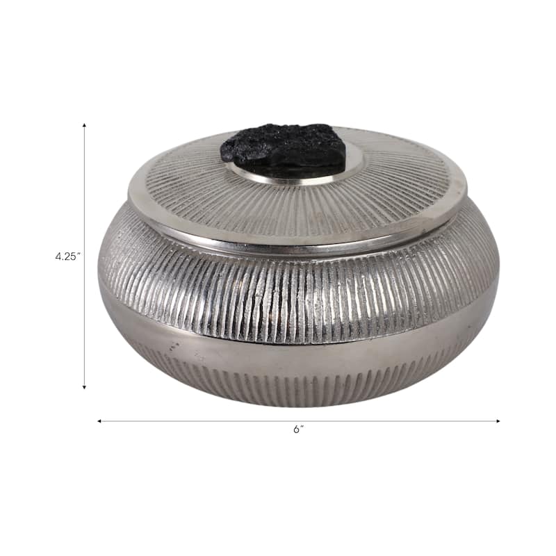 Aluminum Agate Decorative Object Stylish Lidded Textured Sculpture