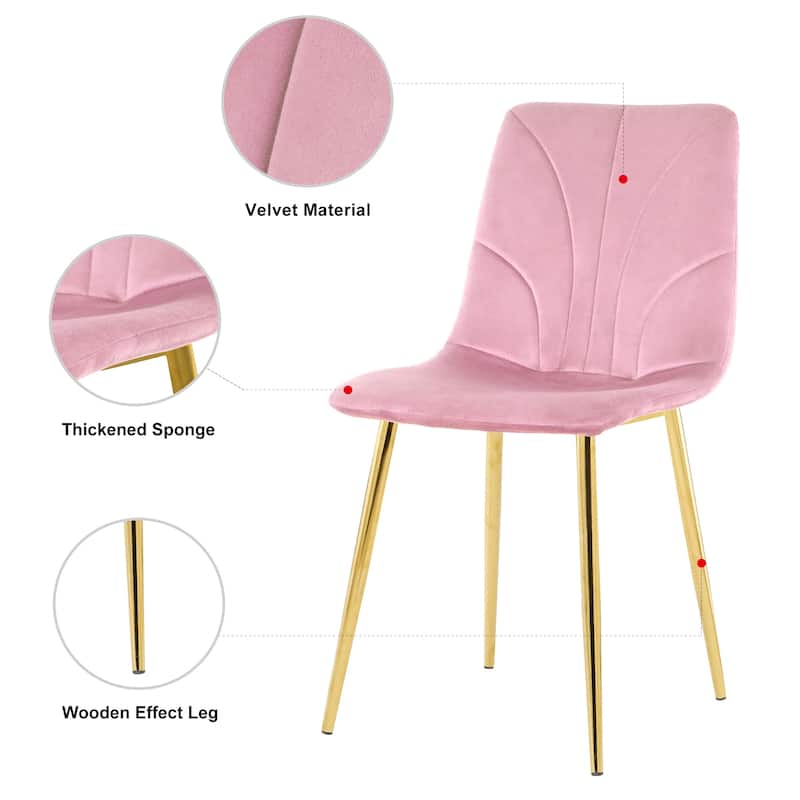Modern Light Luxury Flannelette Dining Chair with Gold Metal Legs(set of 4)