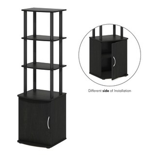 Furinno Turn-N-Tube - Estante De Almacenamiento Multiusos De 4 Niveles Sin Herramientas Con Ruedas Roble Frances Grisnegro