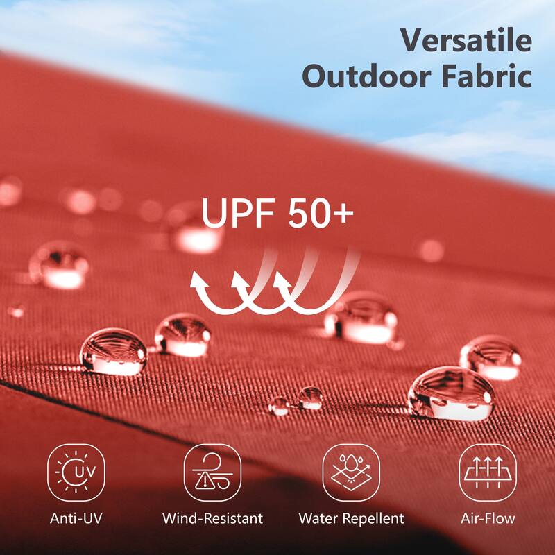 MAISON ARTS 6-Piece Outdoor Dining Set with 10ft 3 Tier Auto-tilt Umbrella, Metal Square Table & 4 Stackable Chairs