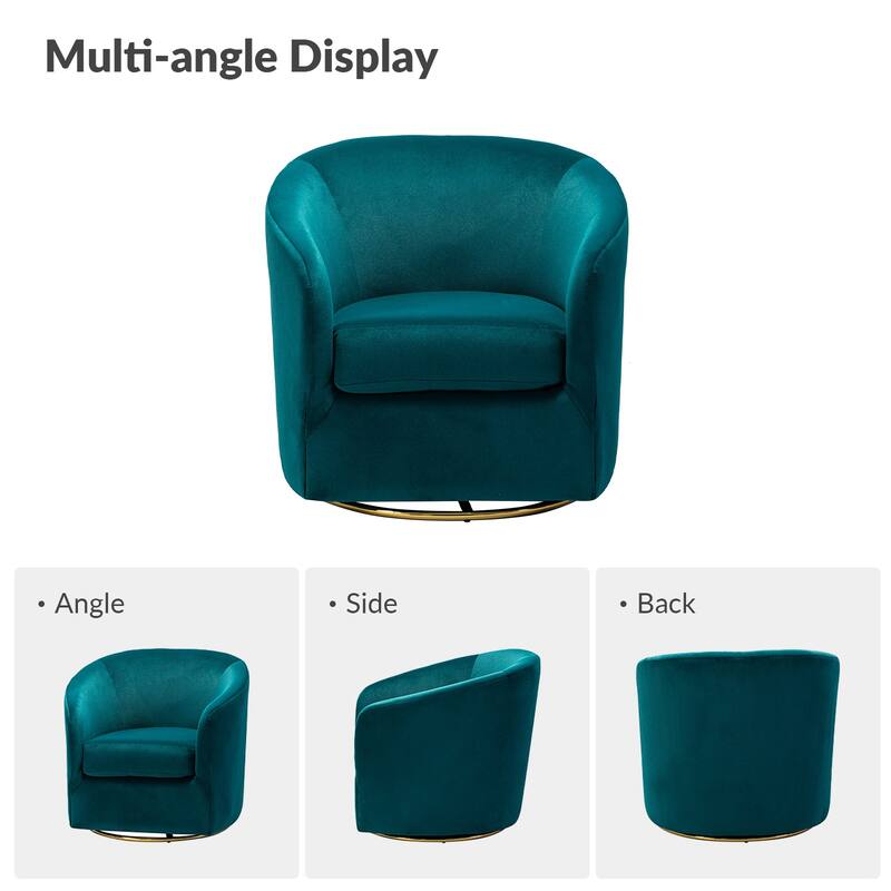 Eleuterio Modern Upholstered Swivel Accent Barrel Chair with Metal Base Set of 2 by HULALA HOME