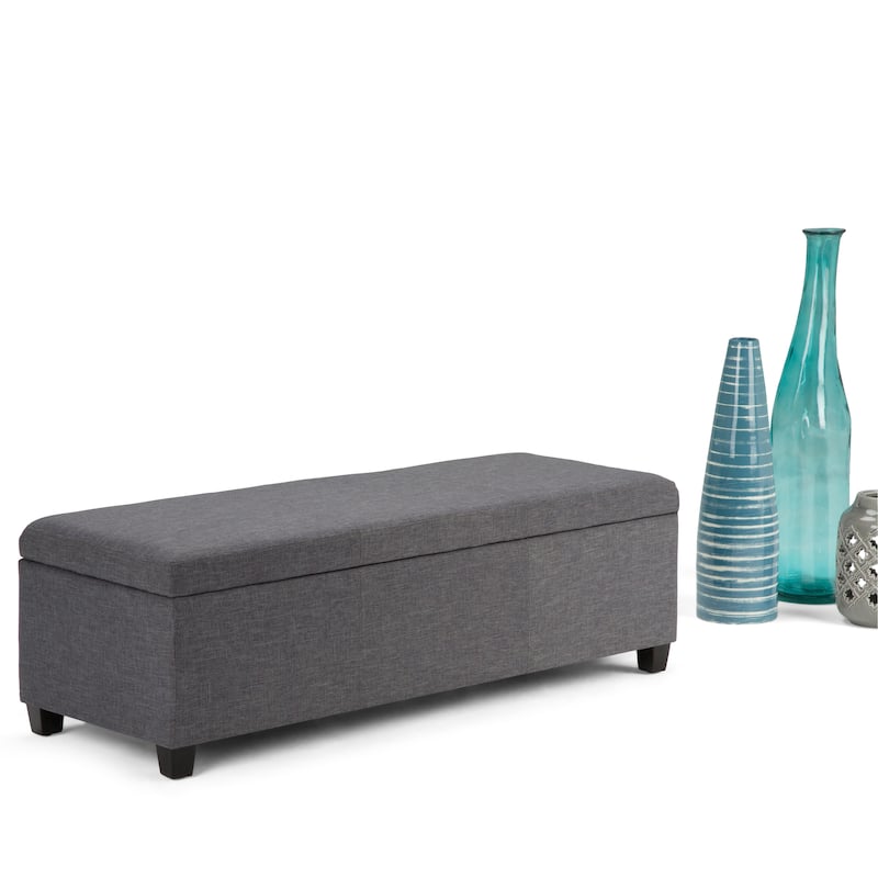 WYNDENHALL Franklin 48-in. Wide Contemporary Rectangular Storage Ottoman - Slate Grey