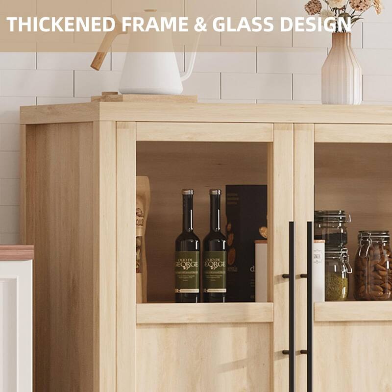Large Buffet Cabinet with Storage, Sideboard Buffet Cabinet with Glass Doors