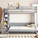 preview thumbnail 3 of 36, Full Over Full Size Murphy Bunk Bed Convertible Loft Bed with Hydraulic Lift, Hidden Desk and Storage Stairs for Kids