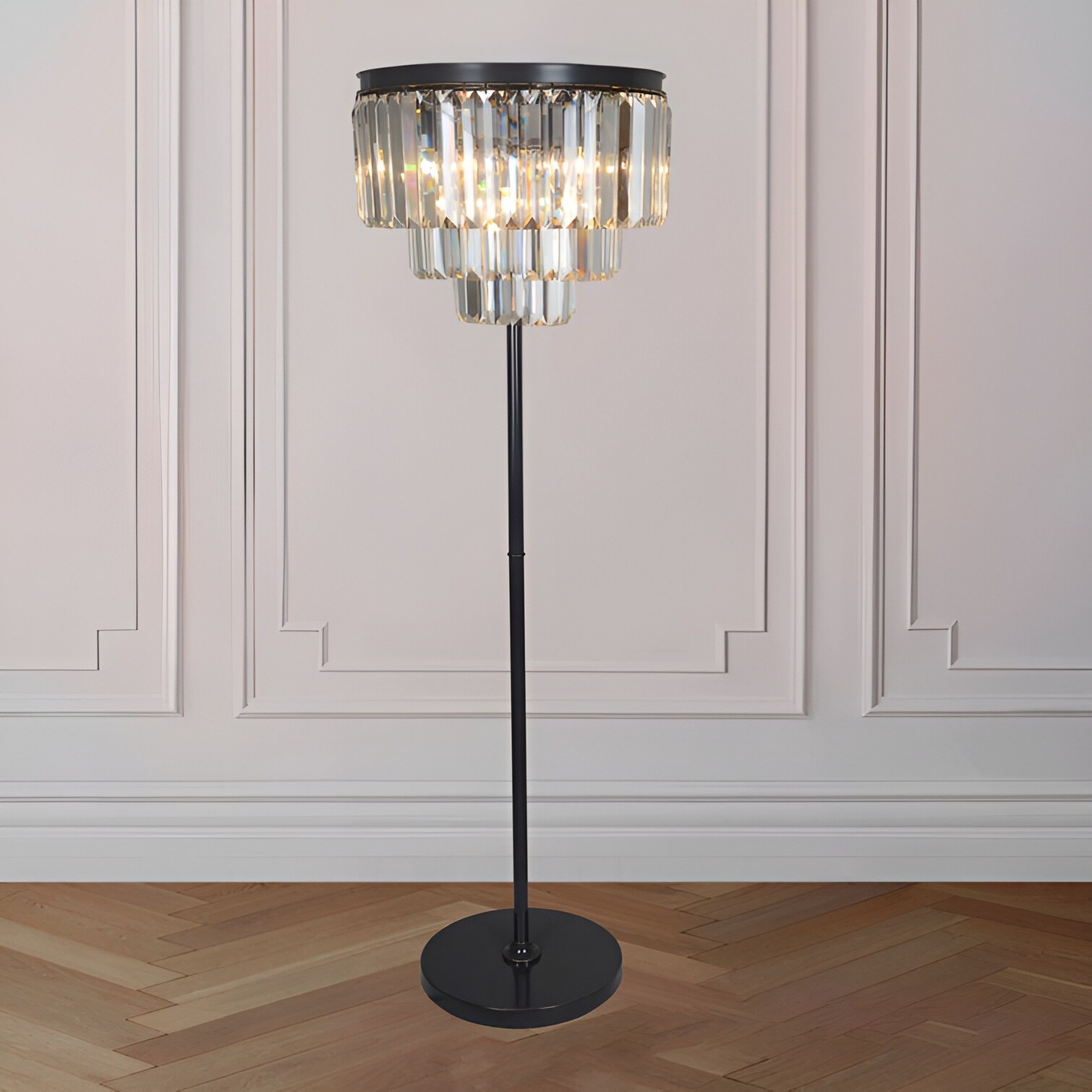 Tiered fringe floor lamp on sale