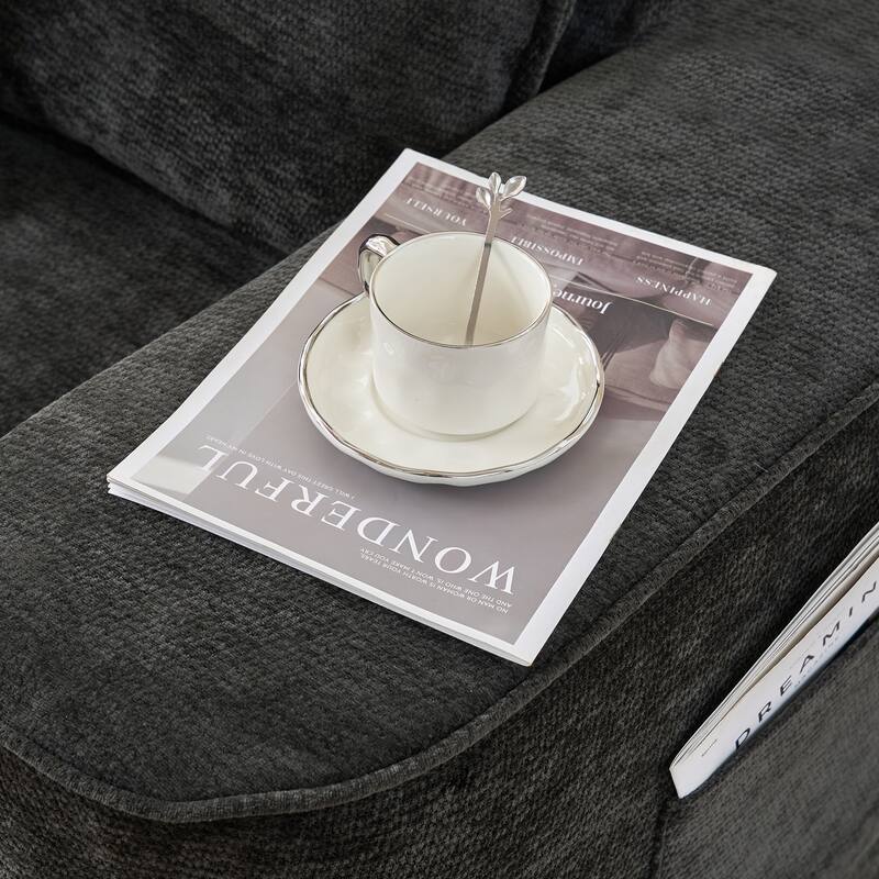 L Shaped Modular Sectional Sofa with Chaise Lounge, Chenille Upholstered Cloud Couch, Full Compressed Corner 4 Seat Sofa