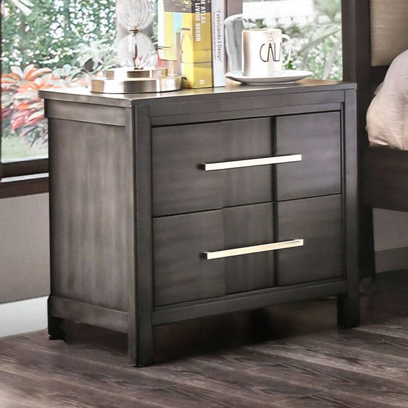 Charming Transitional Nightstand with Advanced Drawer Construction for Bedroom Enhancement - Grey