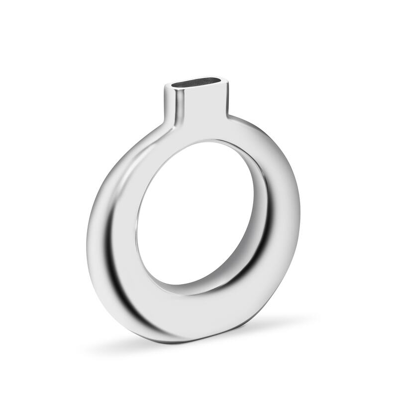 Nambe Solarium Full Moon Vase Lunar Inspired Floral Decor - 9.75" x 3.25" - Silver