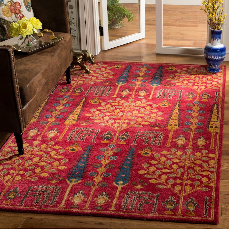 SAFAVIEH Handmade Heritage Picture Block Floral Traditional Oriental Wool Rug