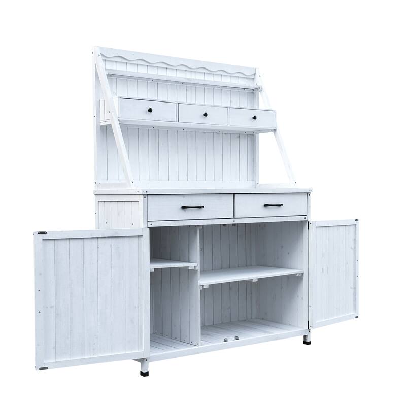Outdoor Potting Bench Table - White
