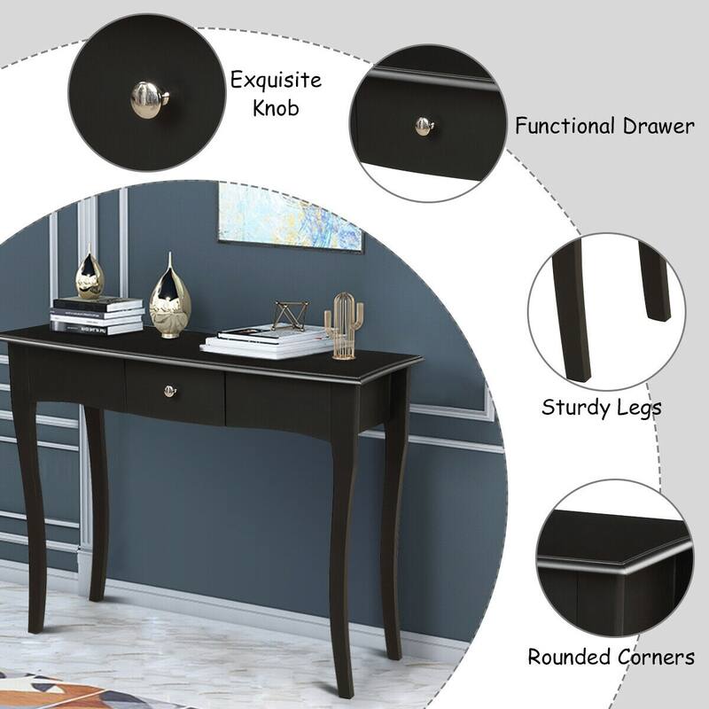 Gymax Wooden Console Table Hallway Entryway Side Sofa Accent Storage - 40''X 14''X 31.5''