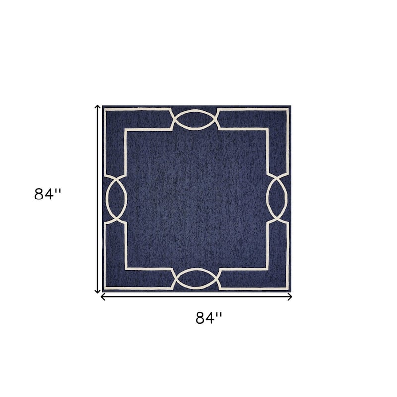 HomeRoots Geometric Transitional Square Outdoor Rug - 7' Square