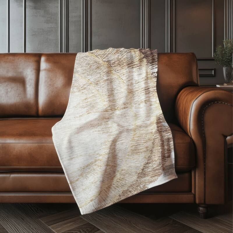 Premium Machine Washable Modern Wood Grain Sherpa Throw Blanket - Brown - 4'2" x 5'10"