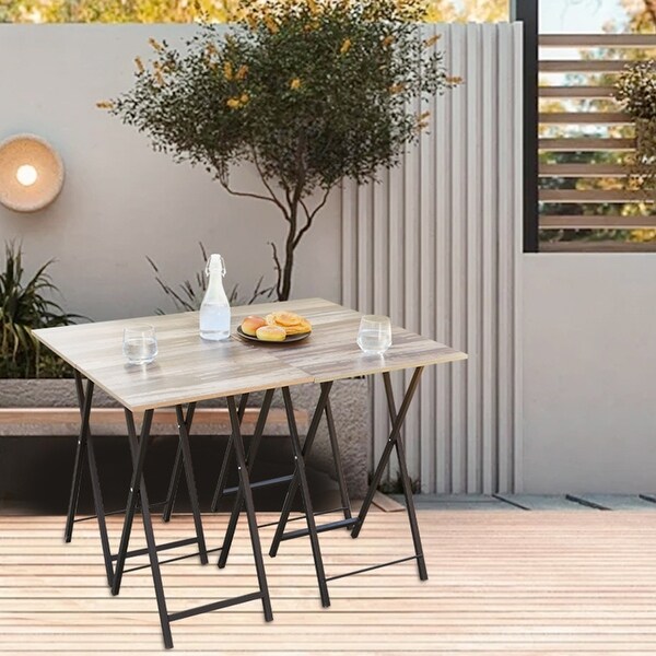 Industrial Folding TV Tray Tables Side Table for Small Space Snack Tables with Stable Metal Frame Noassembly Required Set of 4