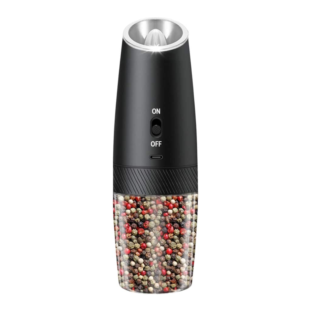 Gravity Electric Salt and Pepper Grinder Adjustable Coarseness USB Rechargeable One-Hand Operation - N/A