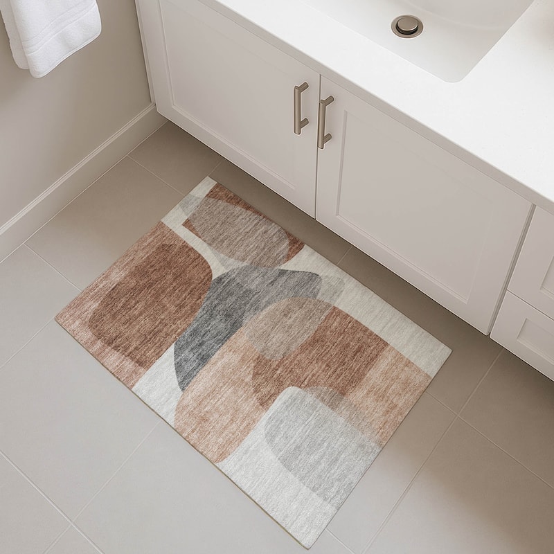 Premium Washable Super Soft Contemproary Retro Mayfield Rug - Paprika - 1'8" x 2'6"