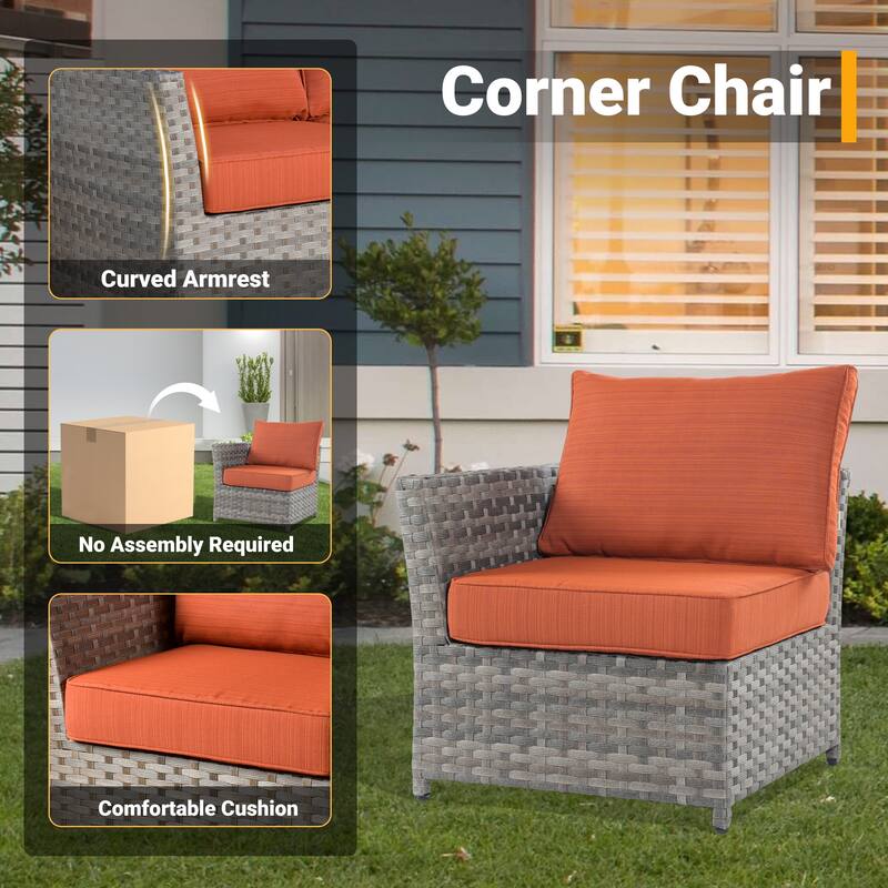 HOOOWOOO 10-piece Grey Wicker Patio Outdoor Furniture Set with Fire Pit