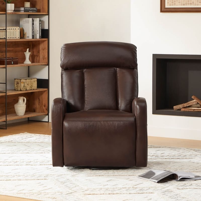 Kinsley Triple Motor Leather Power Swivel Recliner with Adjustable Lumbar