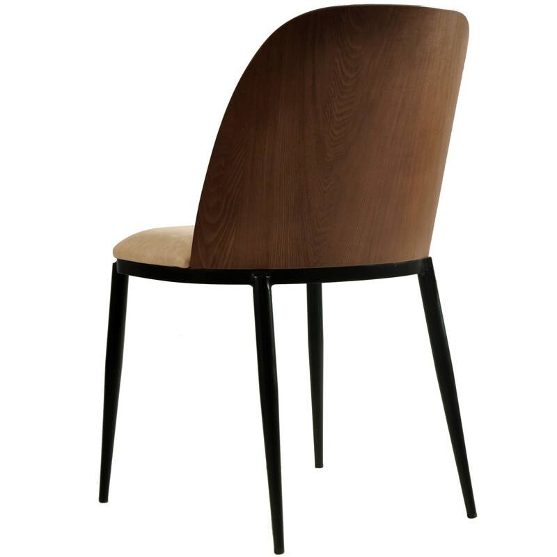 Dining Chair with Upholstered Seat and Back Side Chair with MDF Wood Frame in Black Steel