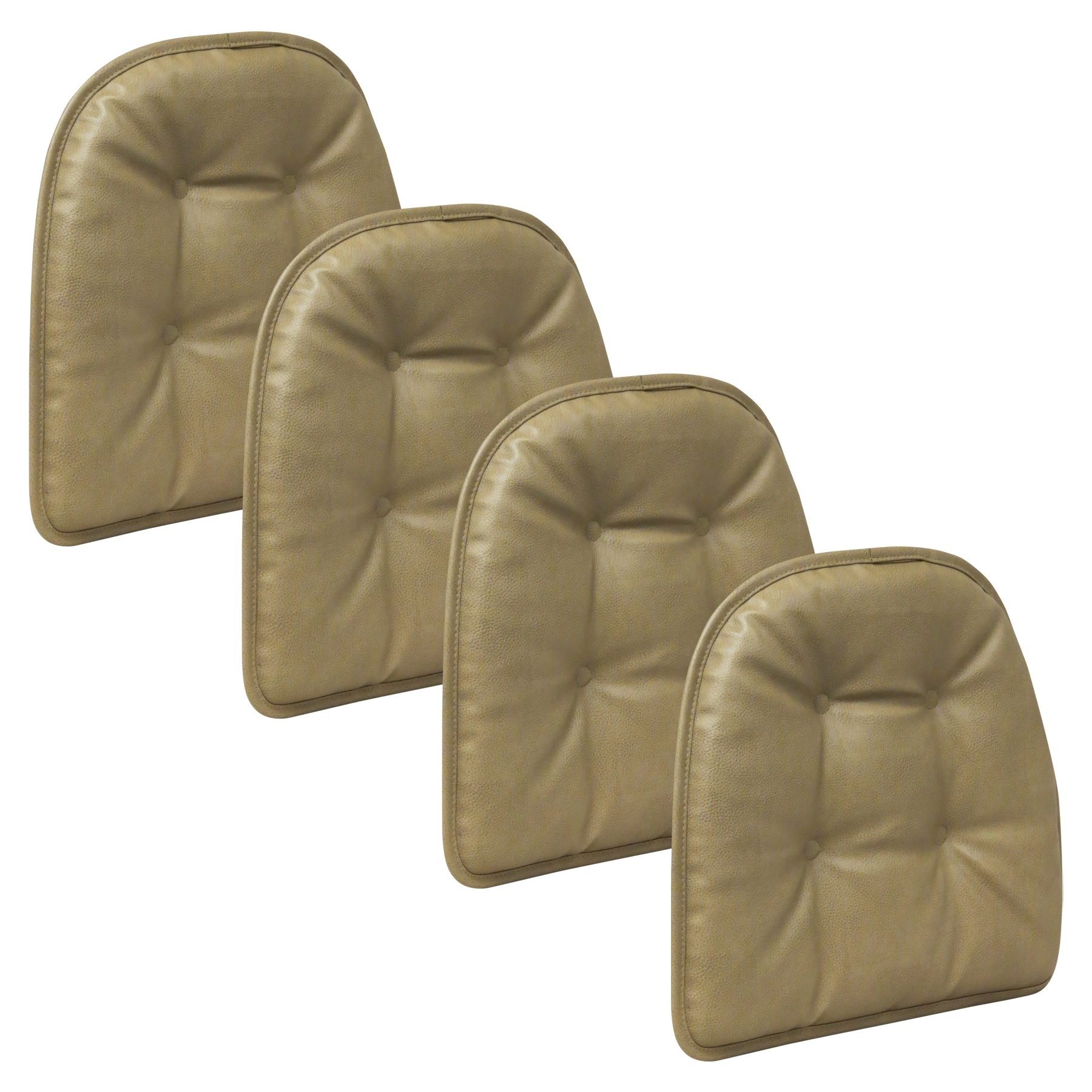 Klear Vu St. Germain Faux Leather Dining Chair Cushion Set Set of 4 Taupe