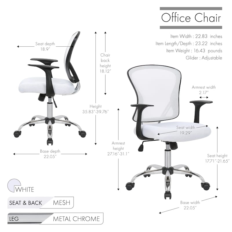 Porthos Home Cyrus Swivel Office Chair, Mesh Back, Adjustable Height