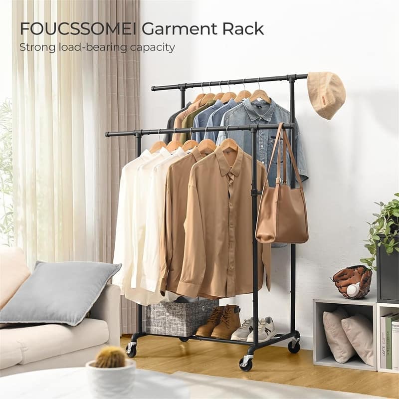 Clothing Rack with Wheels - 16.5"D x 46.8"W x 61.8"H