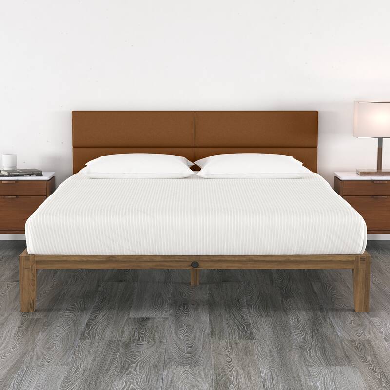 Jaxx Panelist Modern Padded Headboard in Premium Vegan Leather - Set of 4 Panels - Vegan Leather Tiger Eye Brown - King