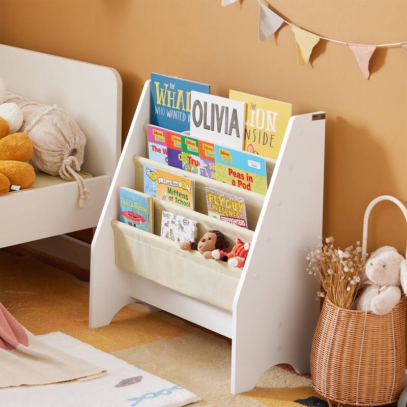 Haotian FRG225-W, Children Kids Bookcase Book Shelf Toy Standing Storage