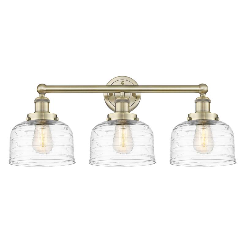 Innovations Lighting 616-3W-10-25 Bell Vanity Bell 3 Light 25" Wide - Antique Brass / Clear Deco Swirl