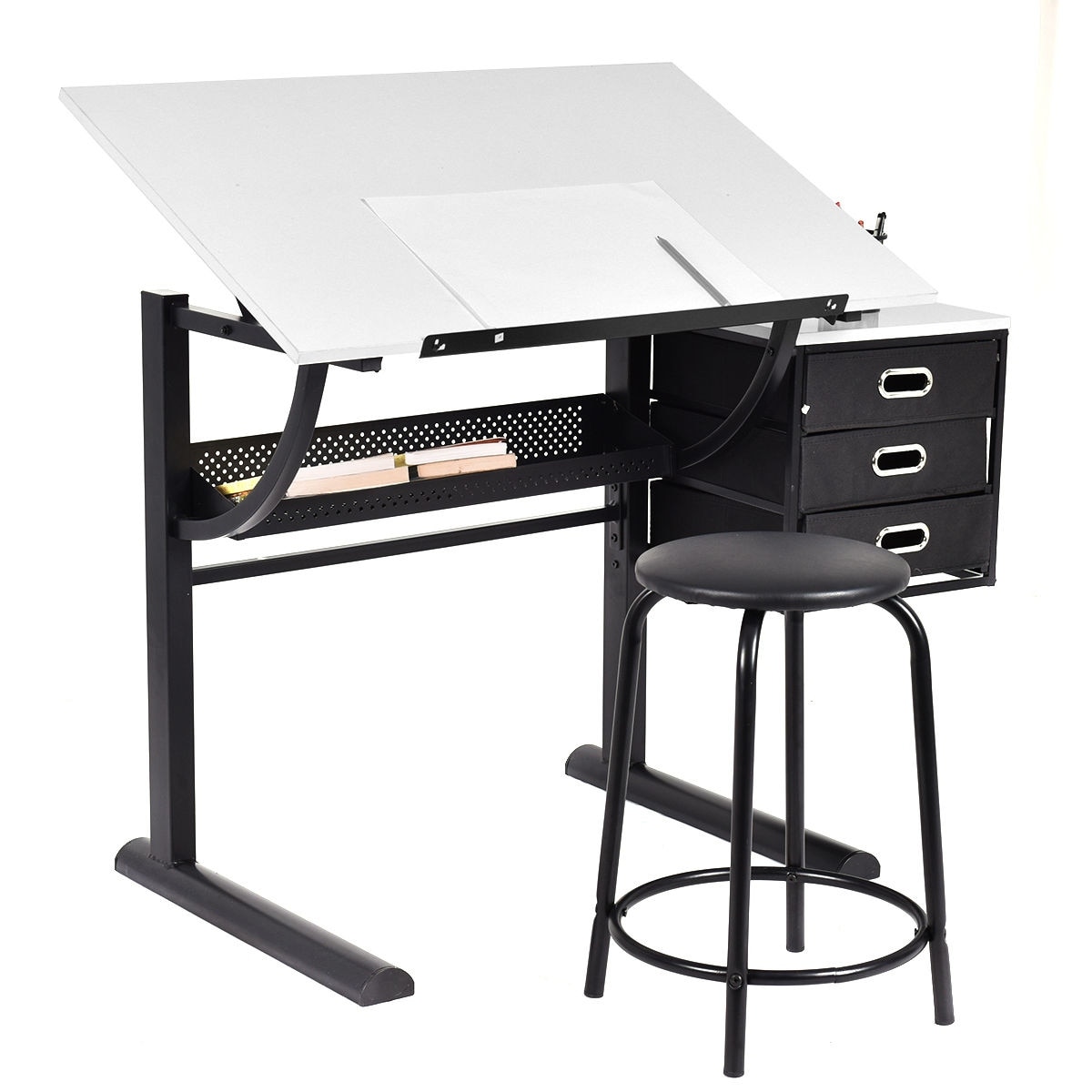 Shop Adjustable Drafting Table Art Craft Drawing Desk W Stool