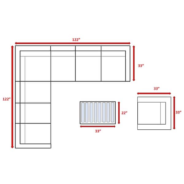 LSI 9 Piece Rattan Sectional Seating Group with Cushions Bed Bath