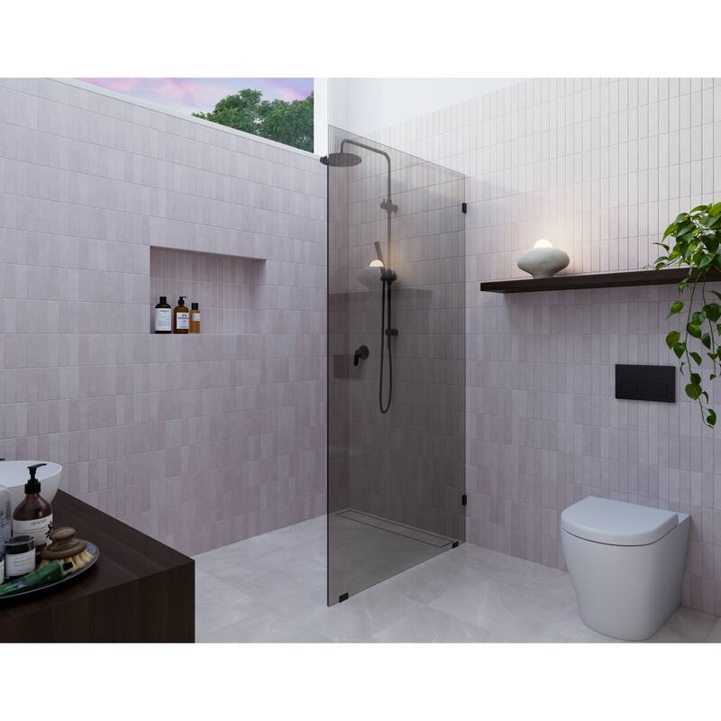 Ursa 36 in. x 78 in. Fully Frameless Glass Shower Panel - Single Fixed Panel with Gray Tint