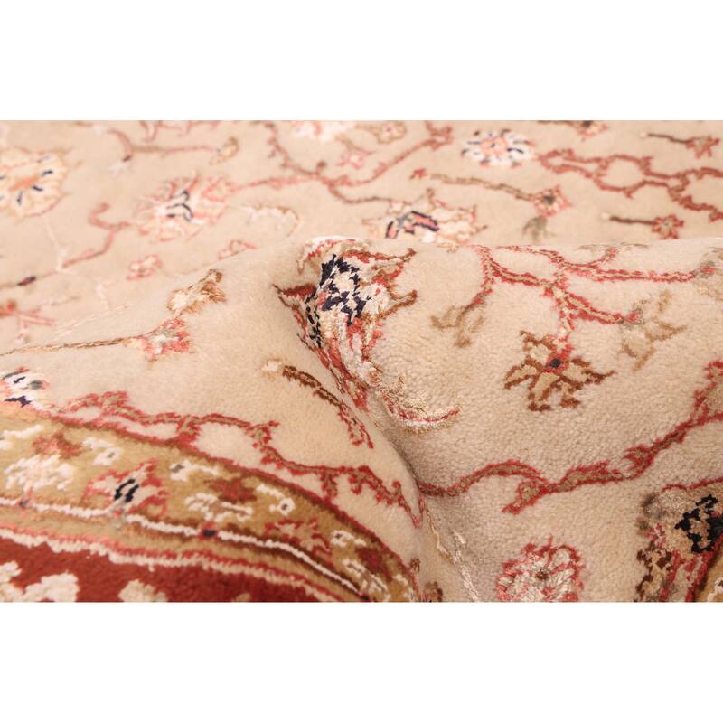 ECARPETGALLERY Hand-knotted Mirzapur Beige Silk, Wool Rug - 5'5 x 7'8