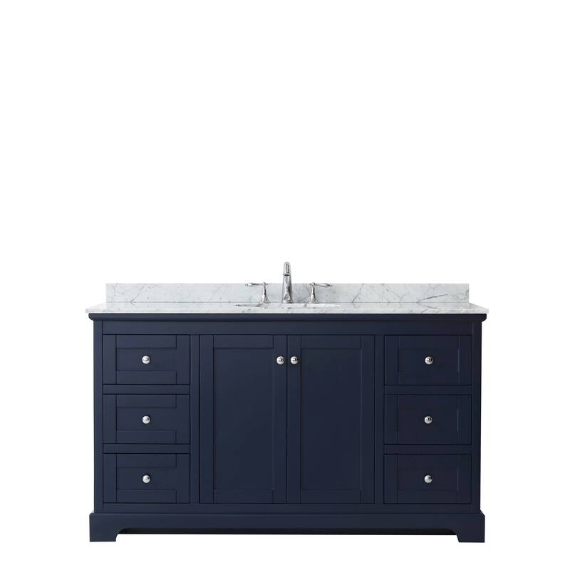 Avery 60-inch Single Vanity, Marble Top, Oval Sink, No Mirror