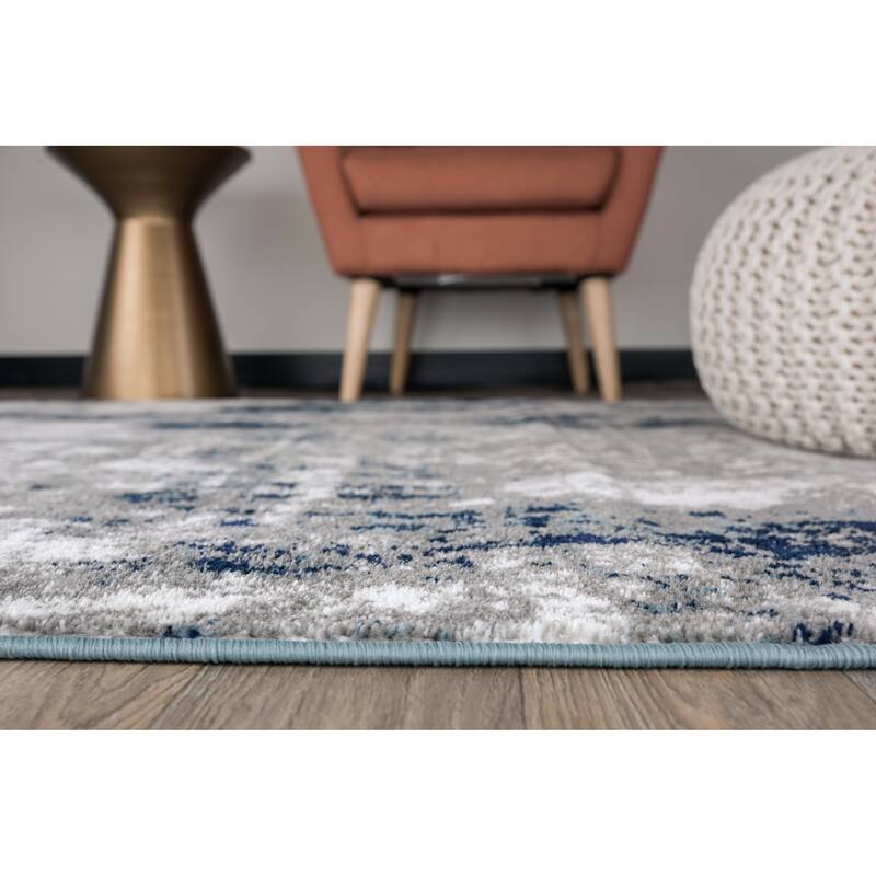 World Rug Gallery Contemporary Abstract Distressed Area Rug