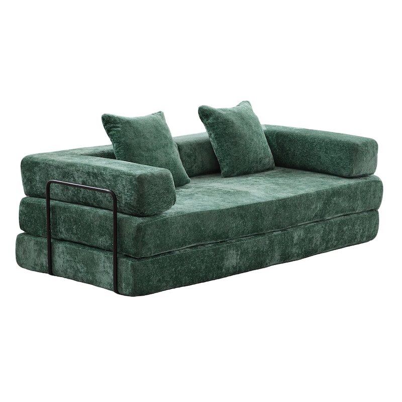 Floor Couch,Compression Sofa,Convertible Floor Sofa Bed-with Pillow Back Support Armrest,Comfy Futon Couch Lounge Sleeper Bed