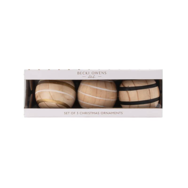 BECKI OWENS Rustic Wooden Christmas Ornaments - Set of 3