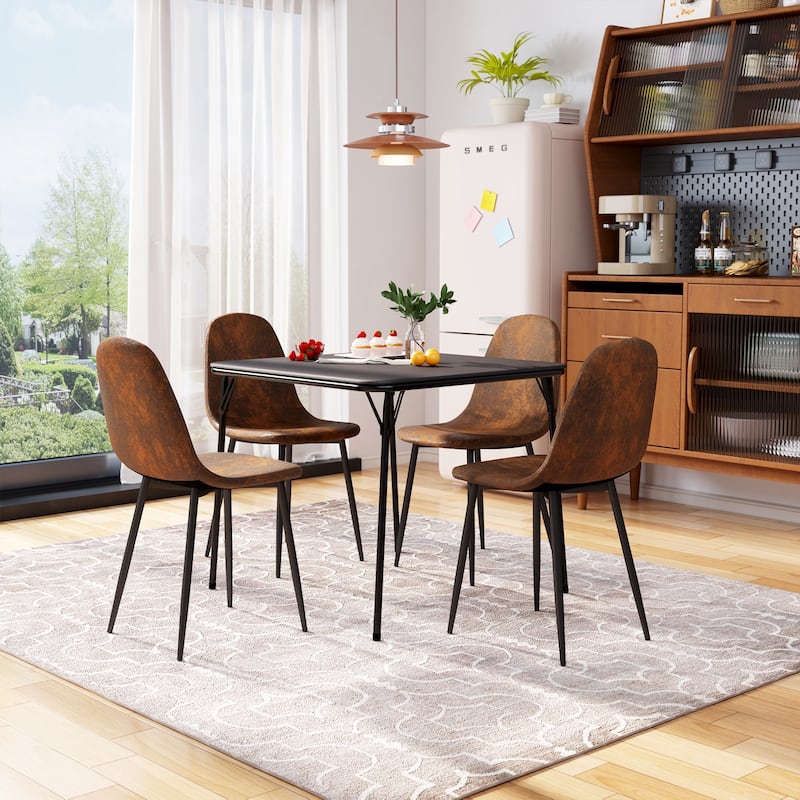 Homy Casa Modern Paded Square Dining Table with Easy-Clean PVC Top