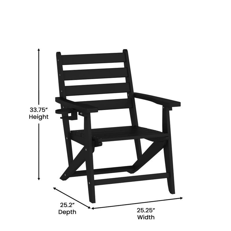 Commercial All Weather Adirondack Table and 6 Chairs with Cupholders
