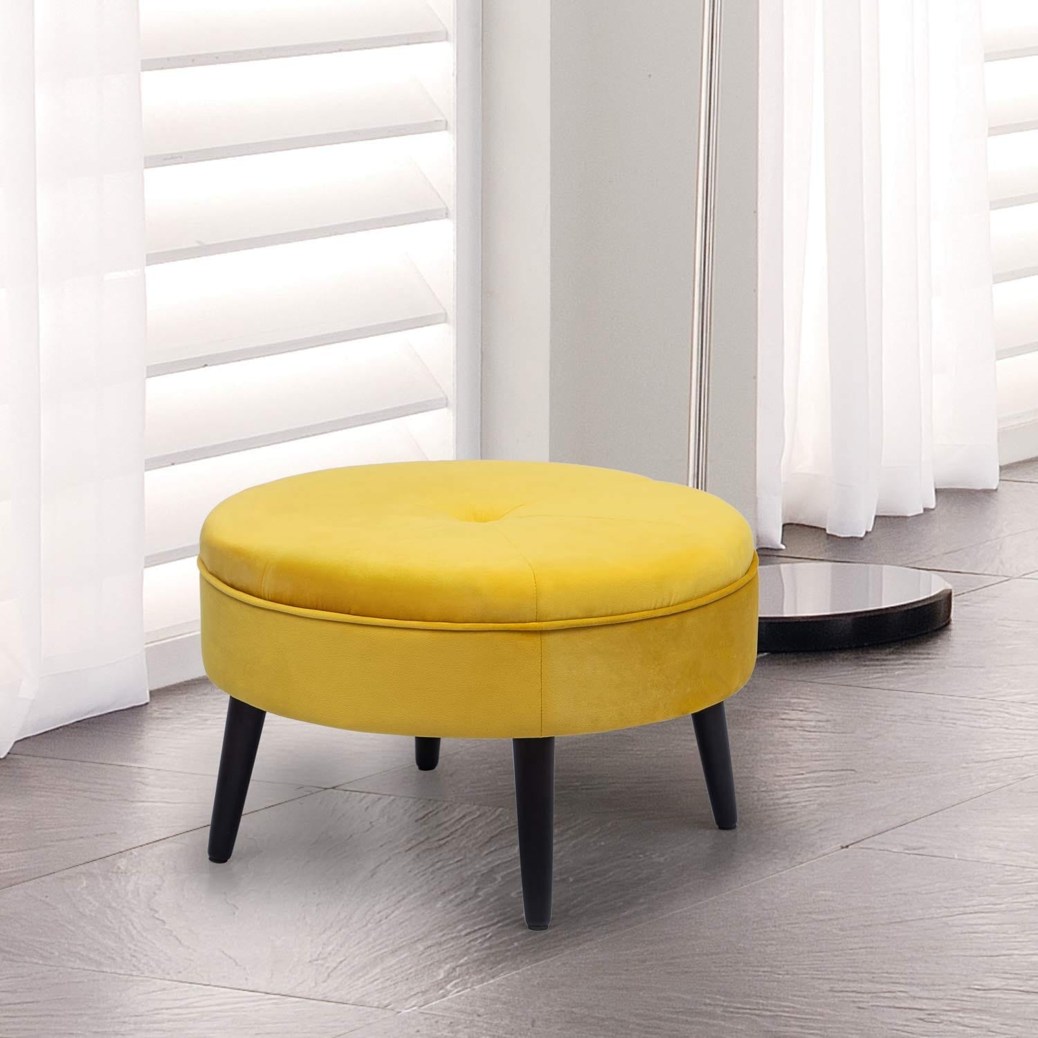 Adeco Carrington Juttersbo Round Tufted Fabric Ottoman