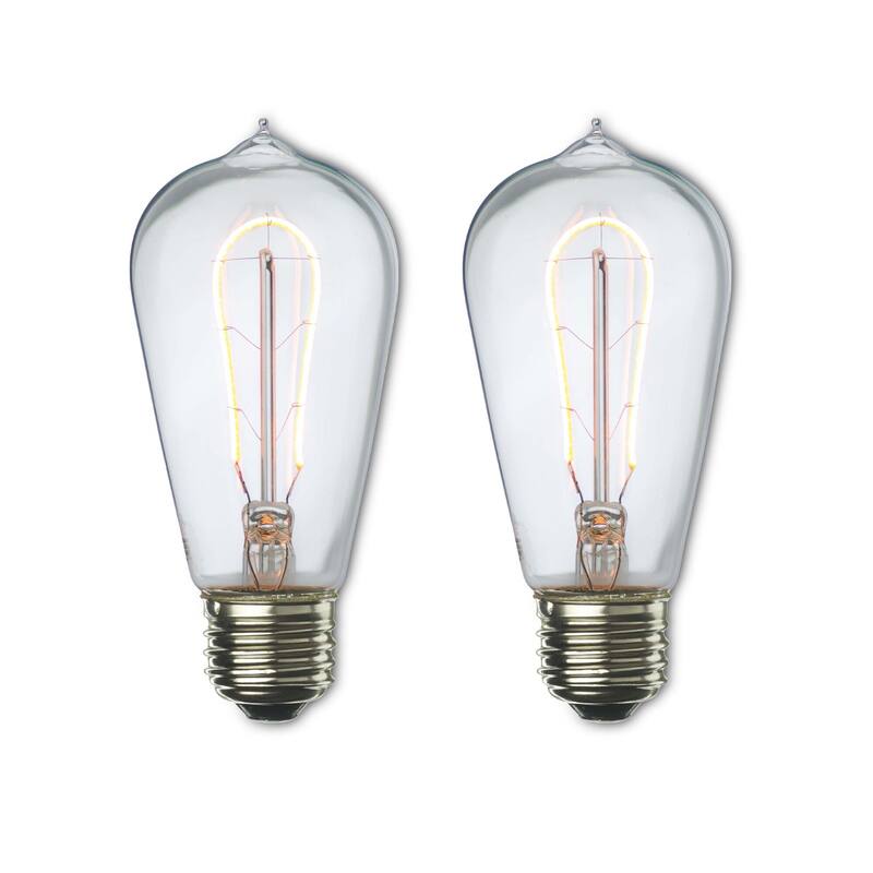 Bulbrite Pack of (2) 4 Watt Dimmable Antique Nostalgic Curved Filament LED Bulb - ST18 Medium (E26) LED Bulb