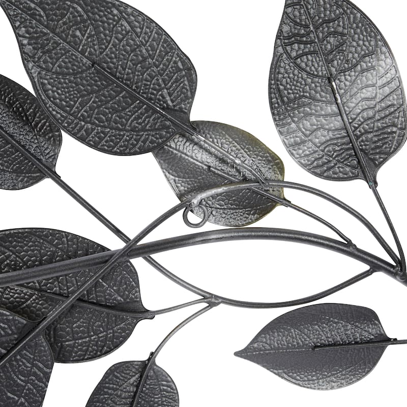 Metal Leaf Long Textured Wall Decor with Multiple Shades - Bronze - Roche River Decor