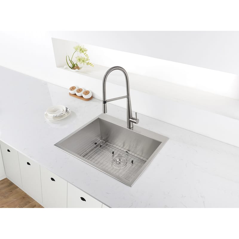Ruvati 25" Drop-in Topmount 16 Gauge Stainless Steel Single Bowl Kitchen Sink - RVH8010 - 25" X 22"