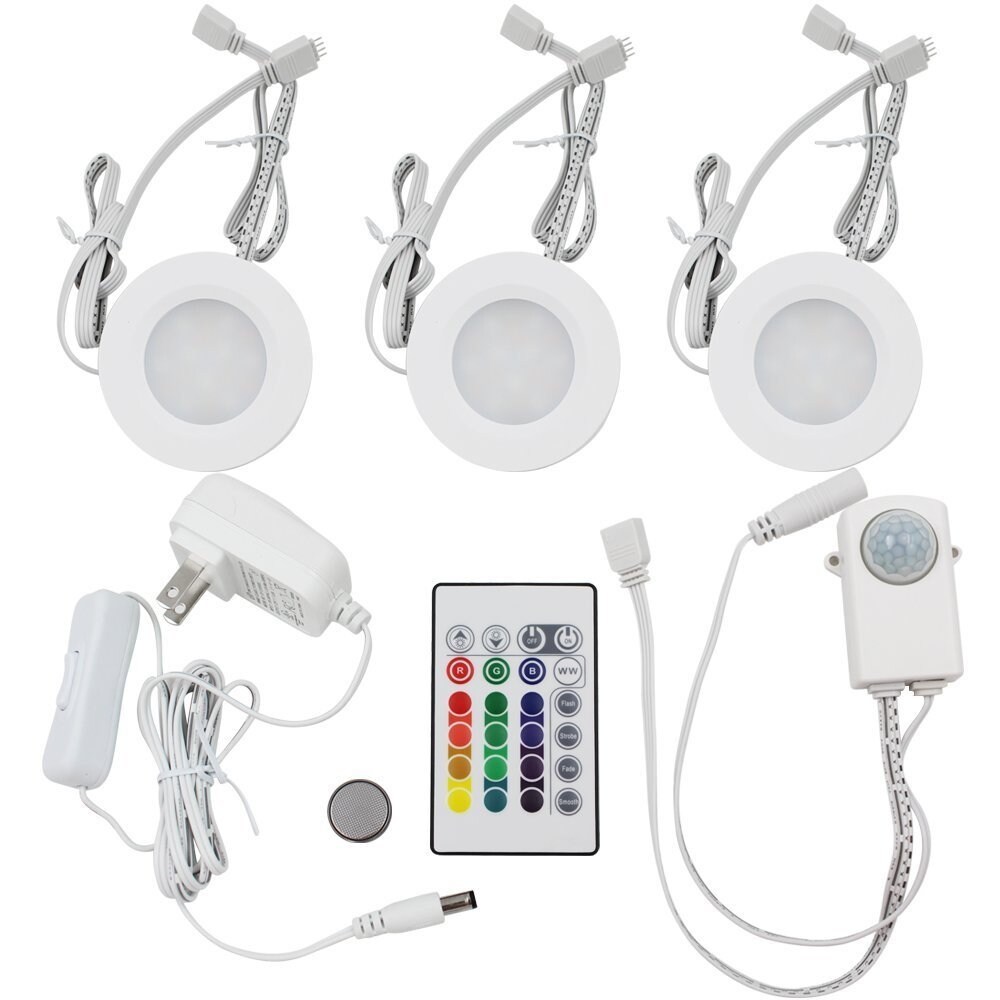 Shop Rgb Led Under Cabinet Lighting Kit 3pcs Led Puck Lights On