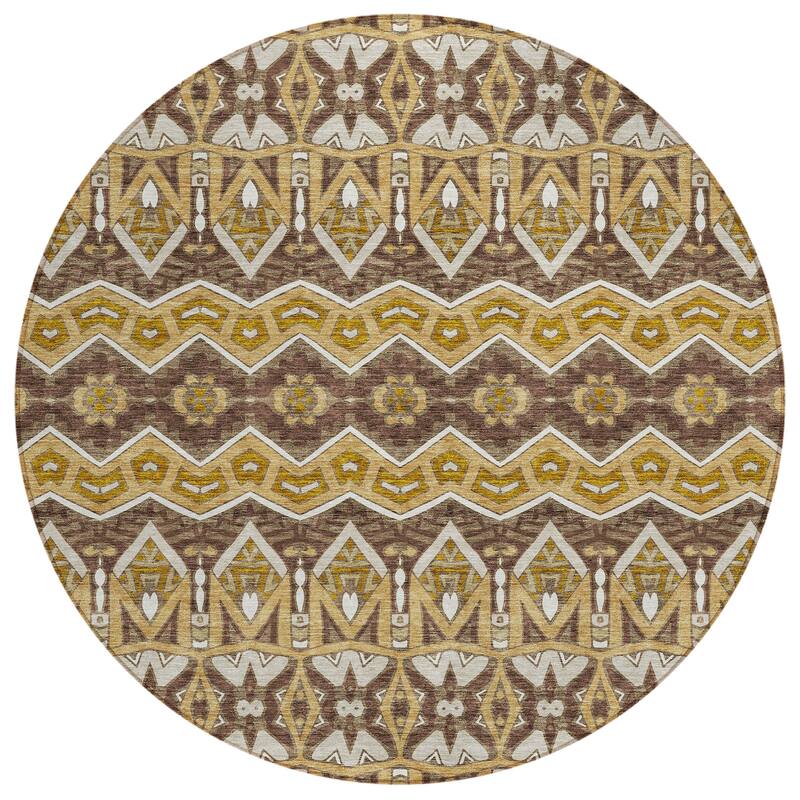 Machine Washable Indoor/ Outdoor Chantille Mosaic Global Rug
