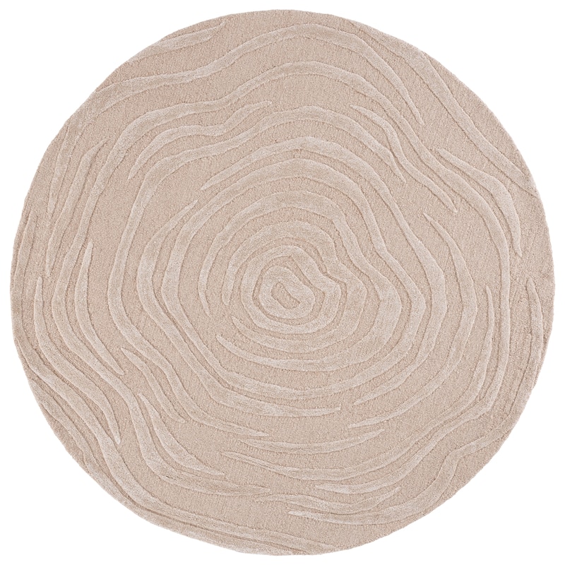 SAFAVIEH Handmade Glamour Oprica Contemporary Wool Rug - 6' Round - Beige